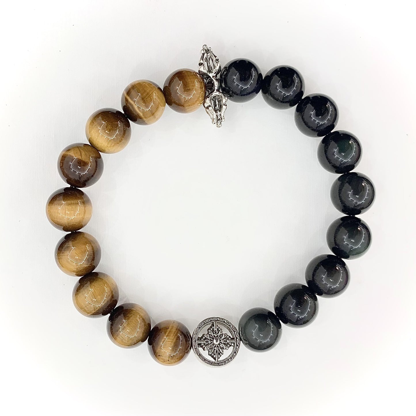 Golden Tiger Eye Silver Crystal Bracelet - Natural Gemstone