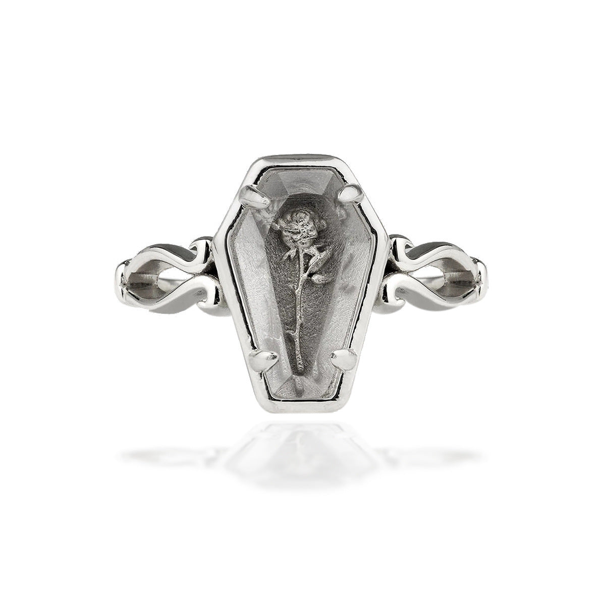Halloween Gothic Rose Coffin Ring - My Store