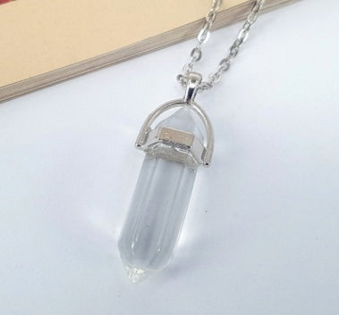 Opal Crystal Pendant Necklace - Golden Chain Gemstone