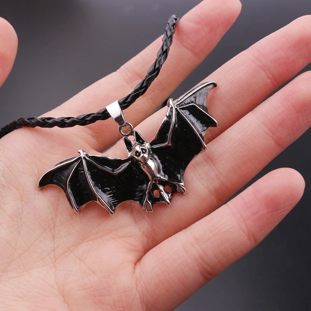 Punk Gothic Horror Bat Pendant Necklace Fashion Vintage Rope Necklace Men's Necklace Gift - My Store
