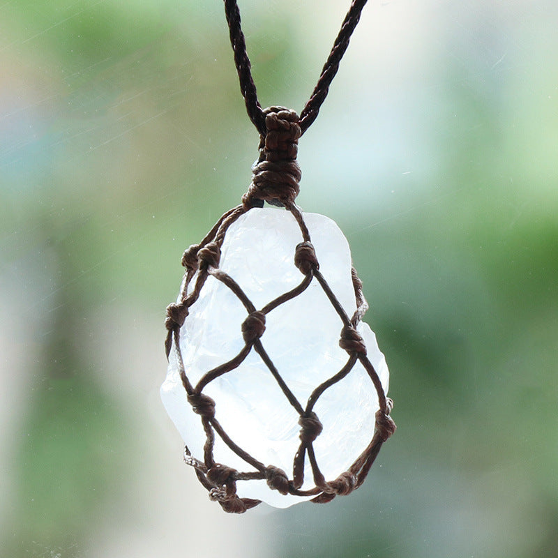 Natural agate pendant necklace lifestyle shot
