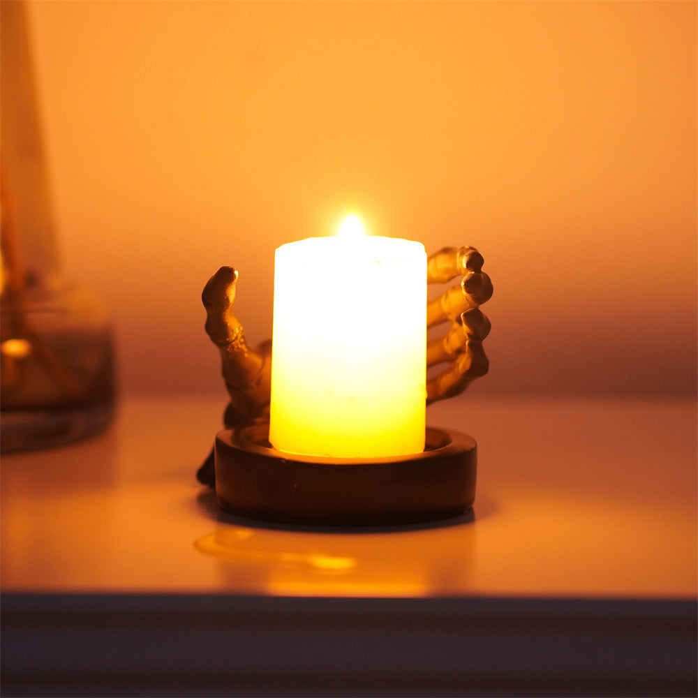 Skull Hand Guard Candlestick Base Halloween Furnishings Jewelry Storage Tray - My Store
