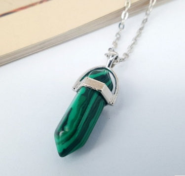 Opal Crystal Pendant Necklace - Golden Chain Gemstone