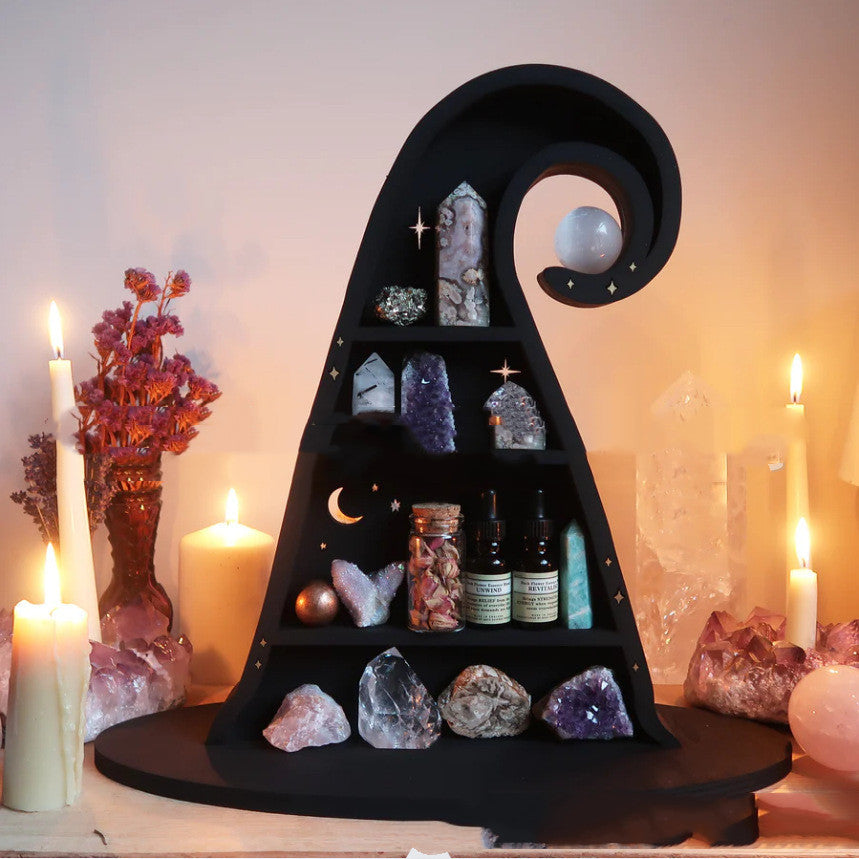 Gothic crystal display stand witch hat design