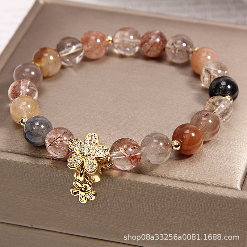 Golden Rutilated Quartz Bracelet - Premium Natural Crystal 60g