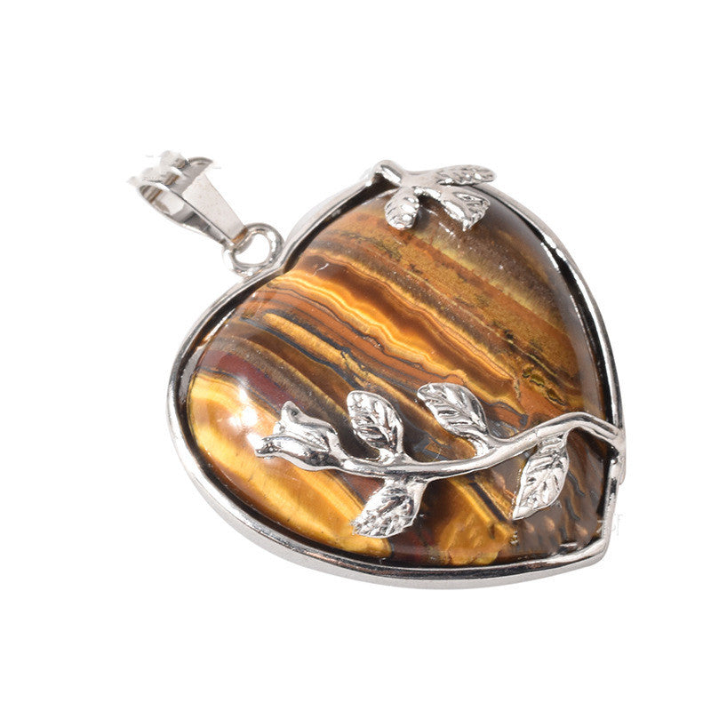 Natural rose quartz heart necklace detail shot