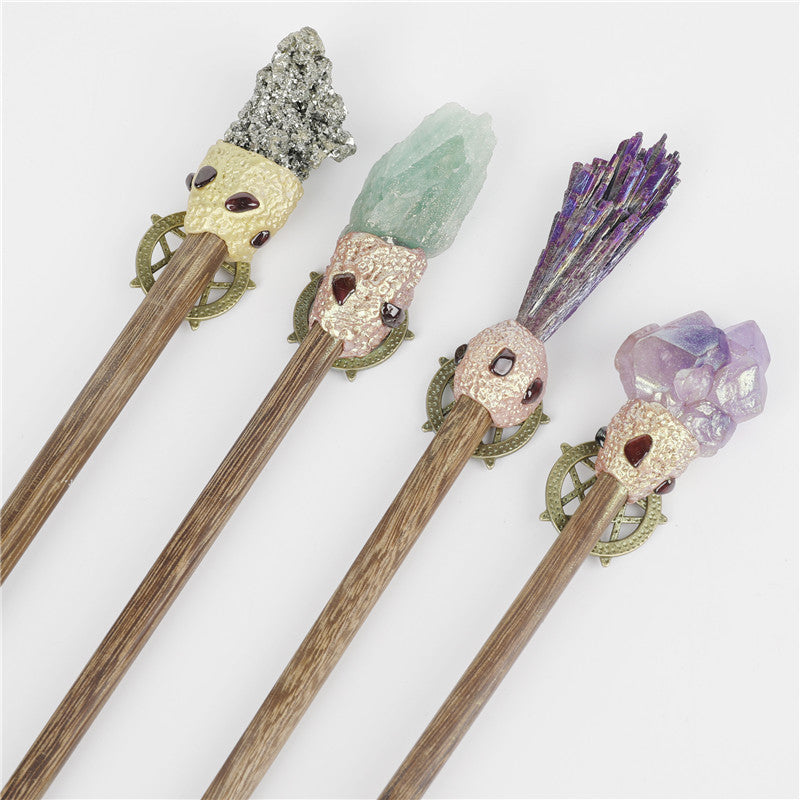 Natural crystal magic wand healing stone
Gemstone magic wand spiritual tool
Crystal healing staff energy work
Natural stone wand meditation tool