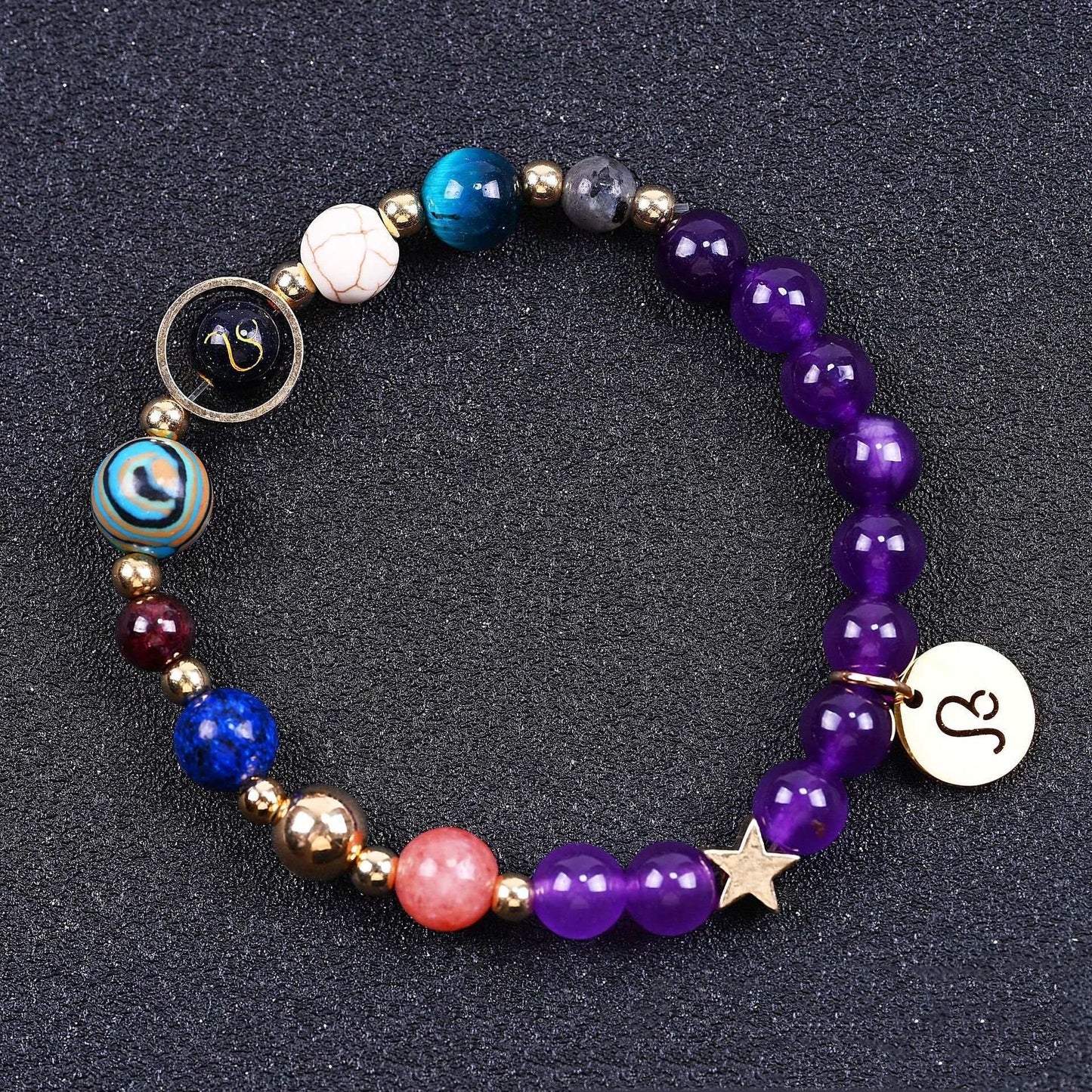 Twelve Constellations Bracelets Amethyst Blue San Constellation Lettering - My Store