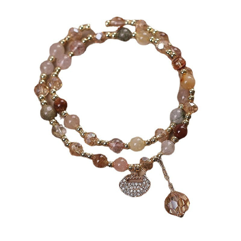 Golden quartz bracelet double strand style
