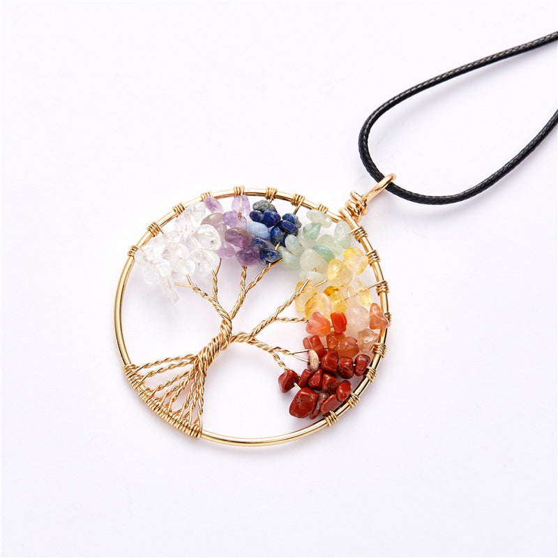 Tree of life crystal pendant on chain - good fortune necklace