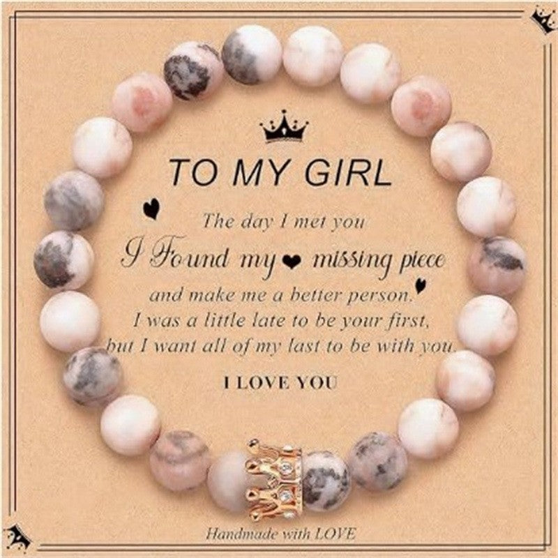 Natural stone powder zebra crystal bracelet - elastic fit wrist display