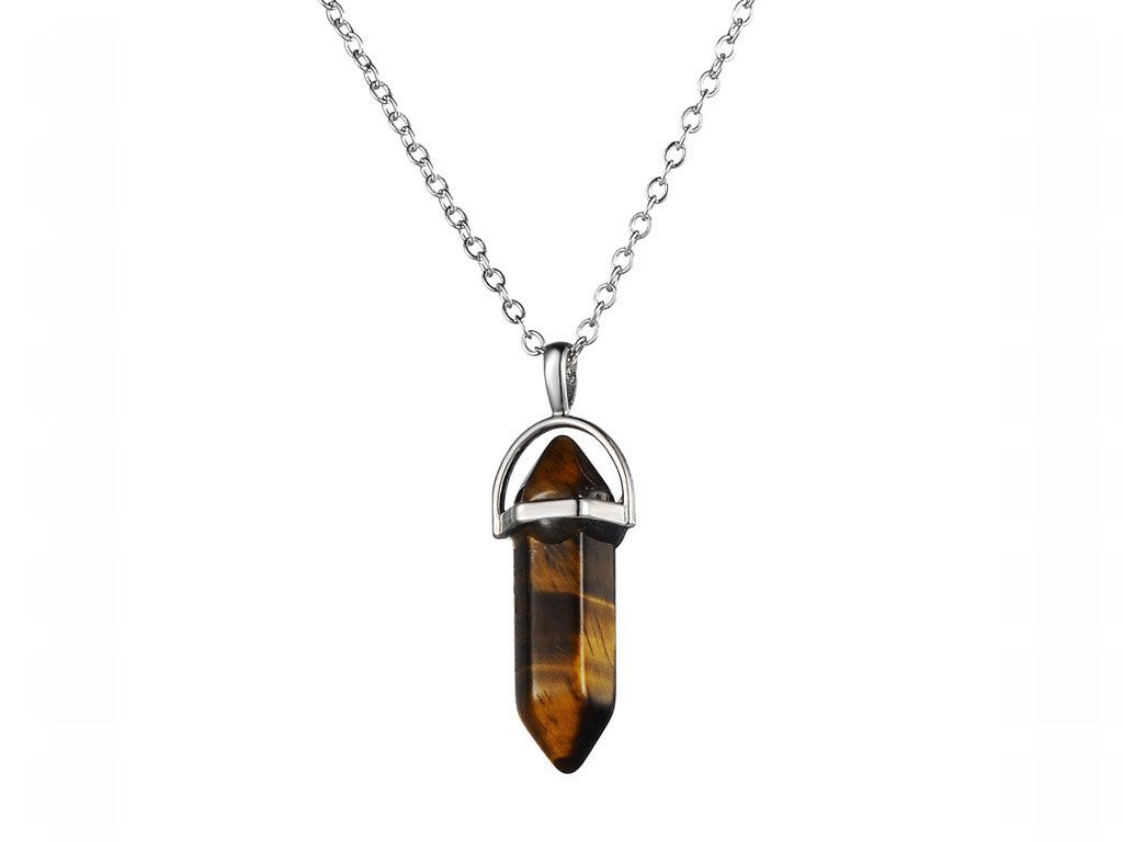 Opal Crystal Pendant Necklace - Golden Chain Gemstone
