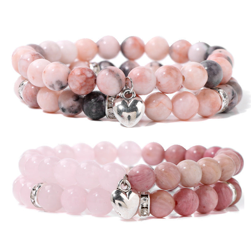 Zebra Stone Turquoise Obsidian Double Layer Bracelet Set