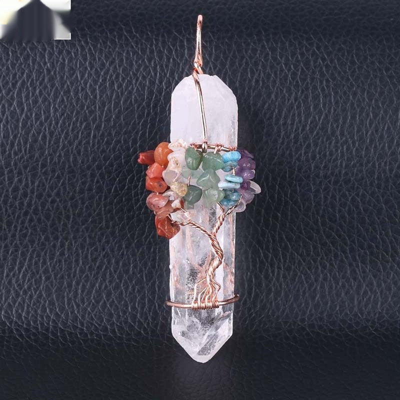 Raw White Crystal Pendant - Natural Clear Quartz Stone