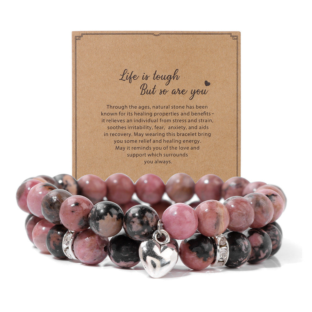 Zebra Stone Turquoise Obsidian Double Layer Bracelet Set