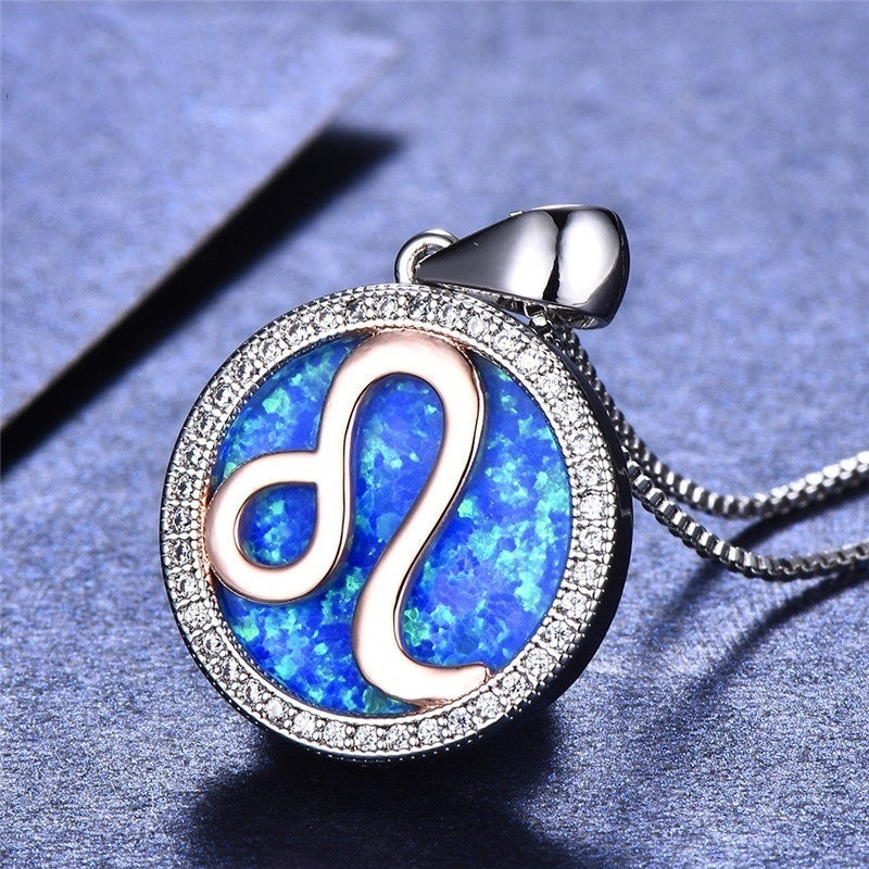 opal zodiac constellation necklace gold plated