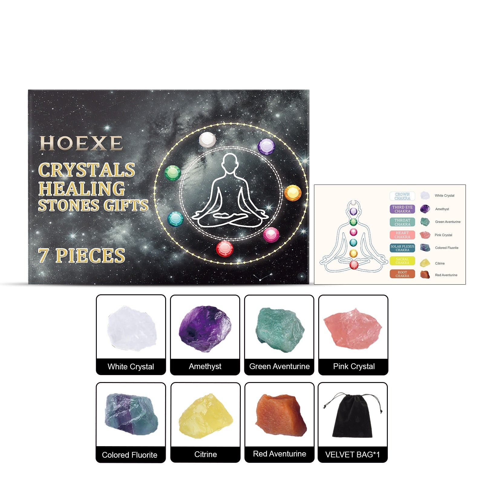 chakra crystal healing set gift box