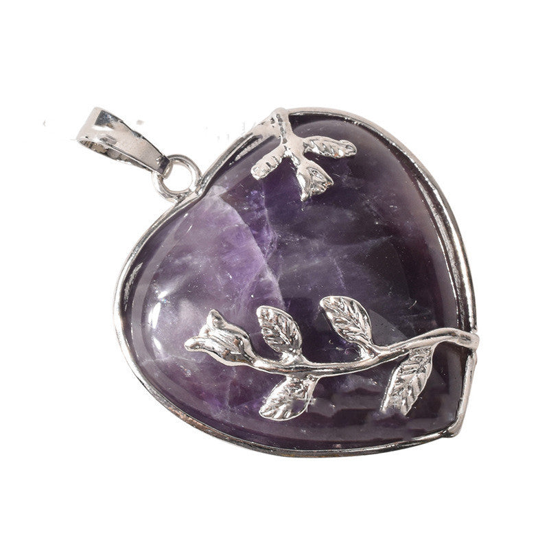 Heart-shaped rose quartz pendant with adjustable chain