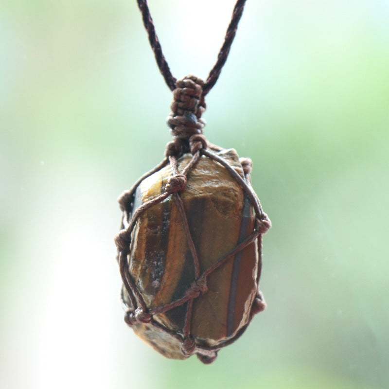 Tiger's eye stone wire wrapped pendant