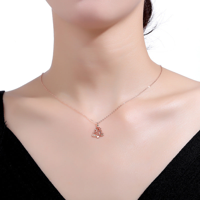 S925 Elk Christmas Tree Necklace Fashion Ins Style Zircon Clavicle Chain Women's Jewelry - My Store