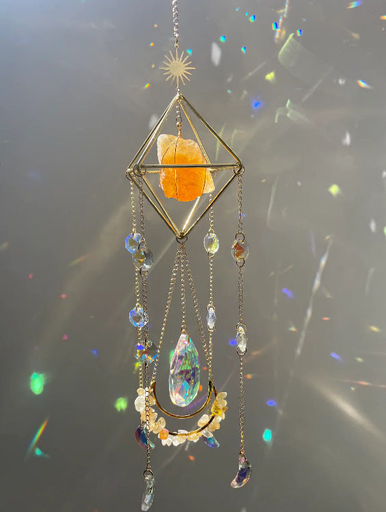 Window sun catcher with rainbow prism light art