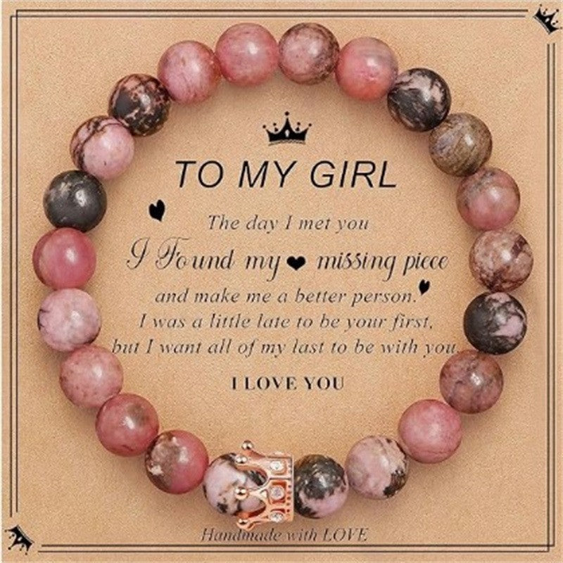 8mm crystal bracelet collection - amethyst, pink zebra, ornamental stone, red pattern varieties