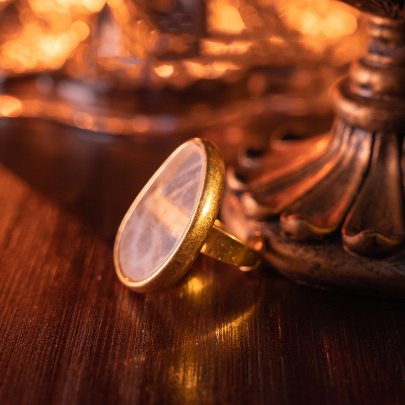 Elegant crystal ring close-up - natural stone design