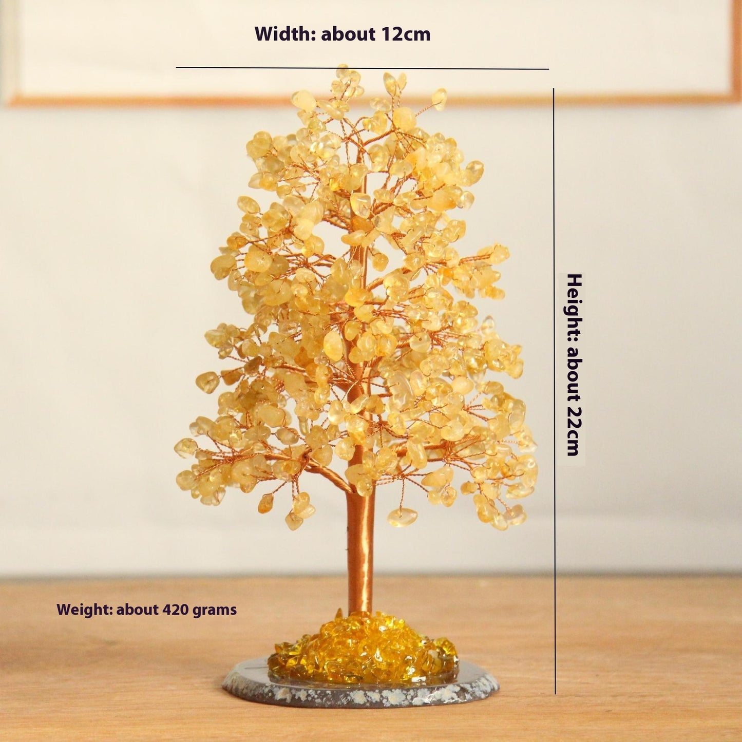 Natural Crystal Fortune Tree Pachira Macrocarpa Agate Slices Bottom Money Tree - My Store