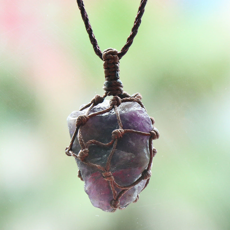  Wire wrapped natural stone pendant artisan jewelry