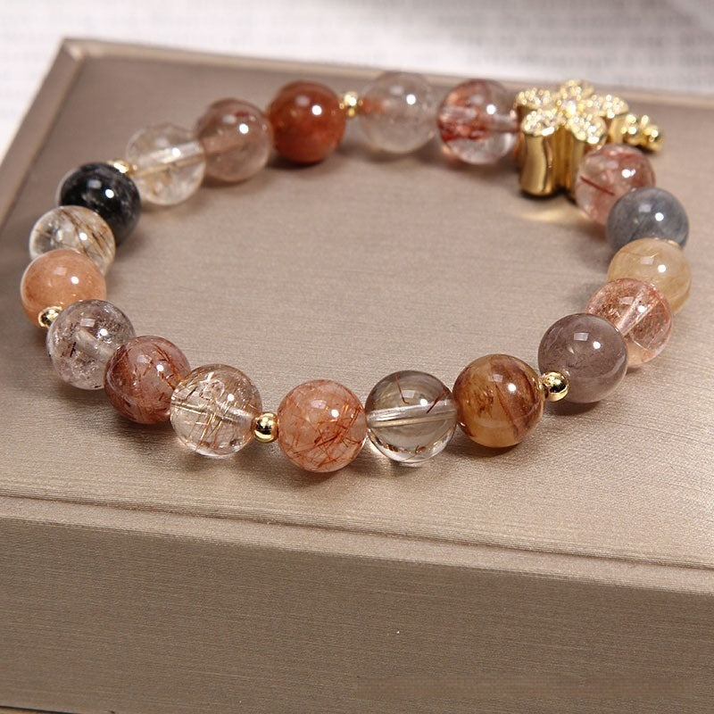 Golden Rutilated Quartz Bracelet - Premium Natural Crystal 60g