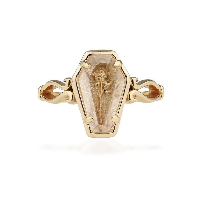 Halloween Gothic Rose Coffin Ring - My Store