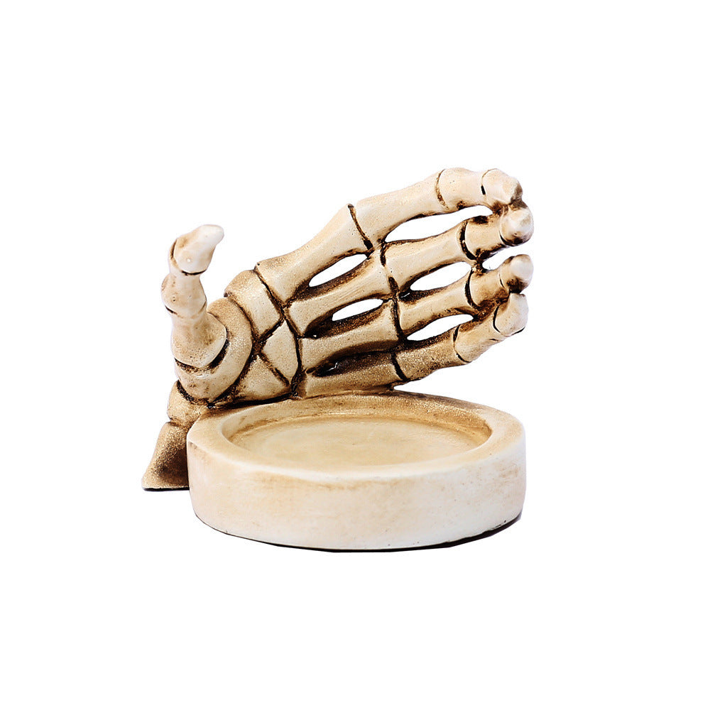Skull Hand Guard Candlestick Base Halloween Furnishings Jewelry Storage Tray - My Store