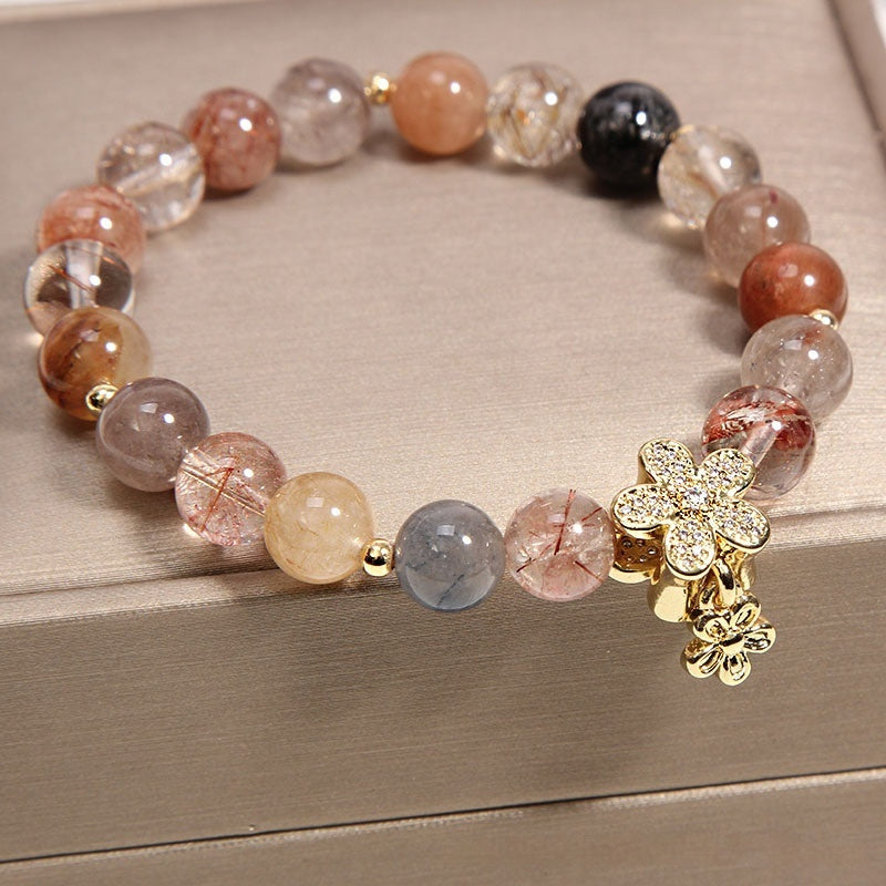 Golden Rutilated Quartz Bracelet - Premium Natural Crystal 60g