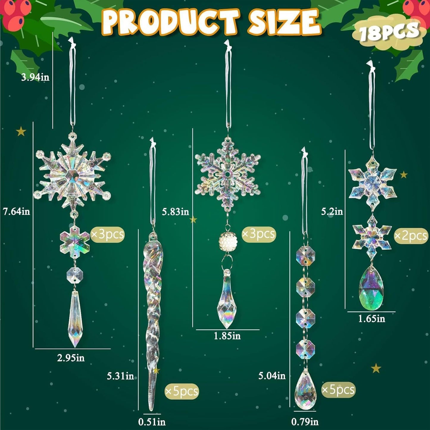 18-piece Christmas Tree Decorative Crystal Pendant - My Store