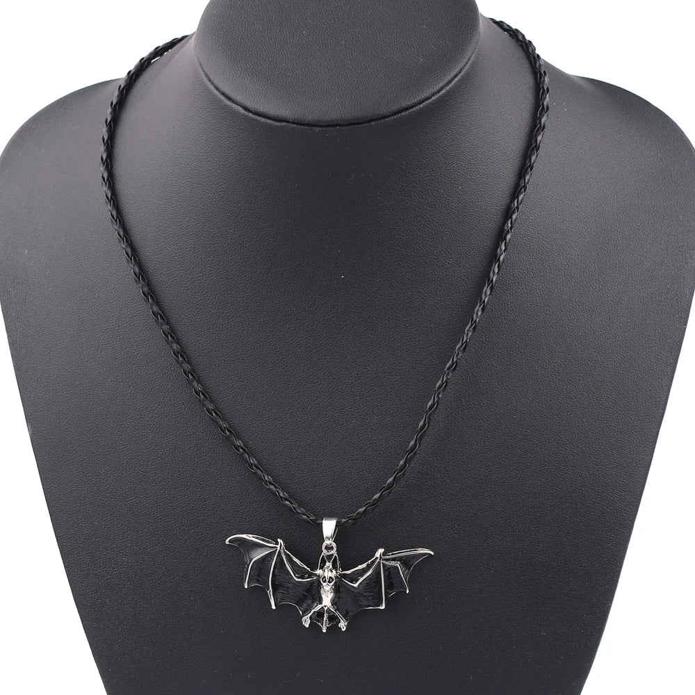 Punk Gothic Horror Bat Pendant Necklace Fashion Vintage Rope Necklace Men's Necklace Gift - My Store