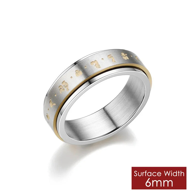 Stainless steel Roman digital fashion punk rotating pressure-resistant ring jewelry - My Store
