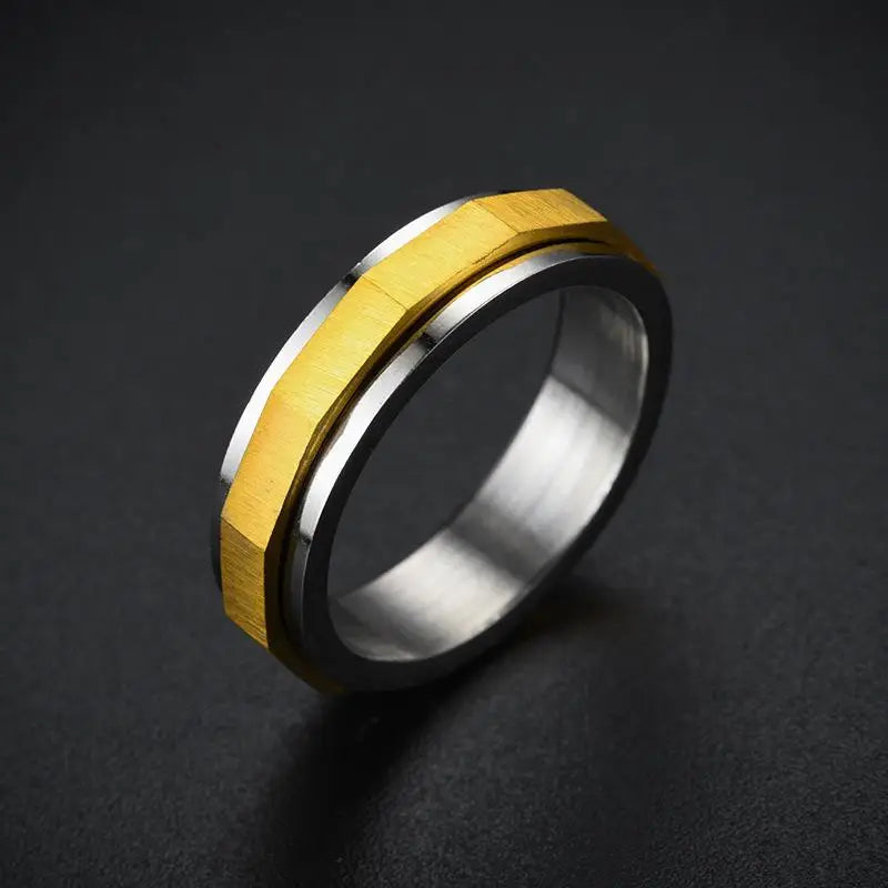 Stainless steel Roman digital fashion punk rotating pressure-resistant ring jewelry - My Store