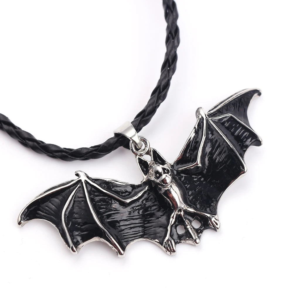 Punk Gothic Horror Bat Pendant Necklace Fashion Vintage Rope Necklace Men's Necklace Gift - My Store