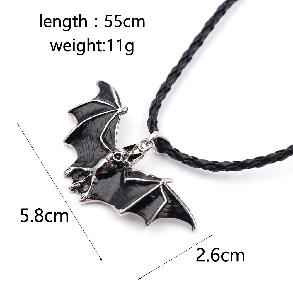 Punk Gothic Horror Bat Pendant Necklace Fashion Vintage Rope Necklace Men's Necklace Gift - My Store