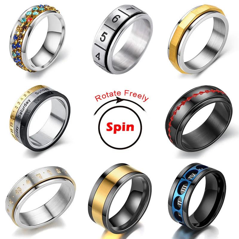 Roman numeral rotating ring stainless steel
Fidget ring with Roman numerals punk style
Stainless steel spinner ring anxiety relief
Roman numeral band ring rotating design