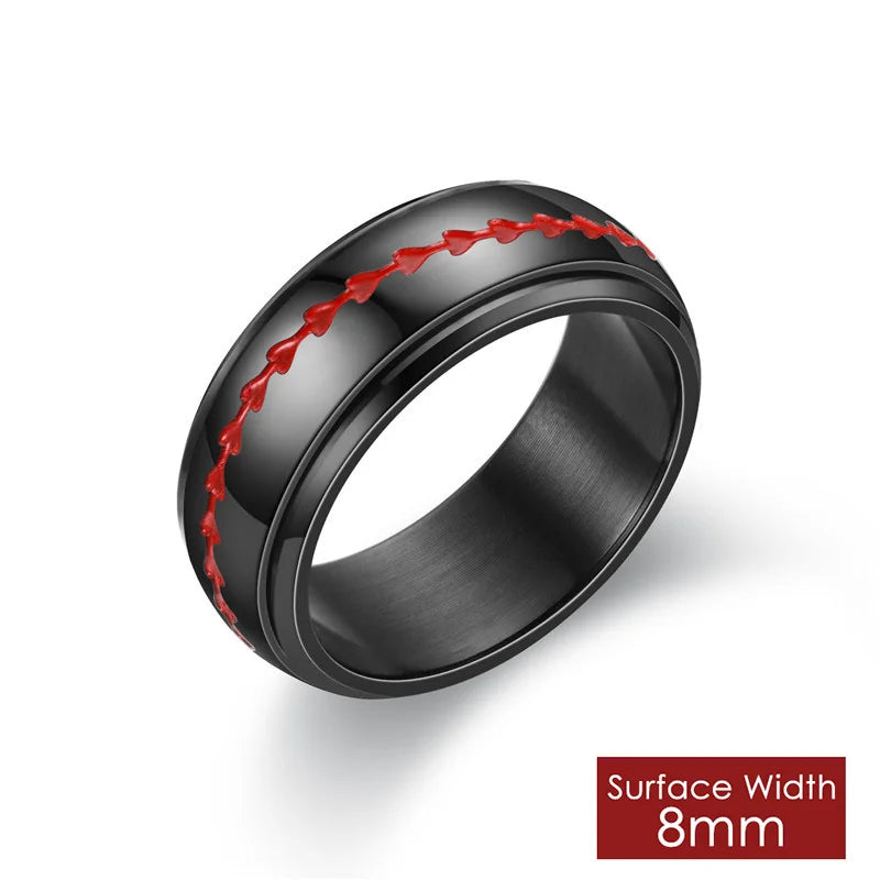 Stainless steel Roman digital fashion punk rotating pressure-resistant ring jewelry - My Store