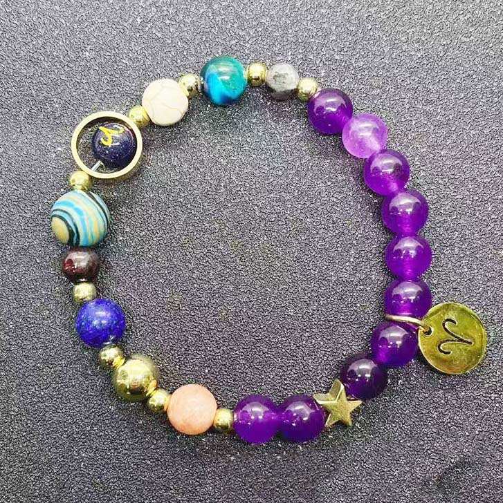 Twelve Constellations Bracelets Amethyst Blue San Constellation Lettering - My Store