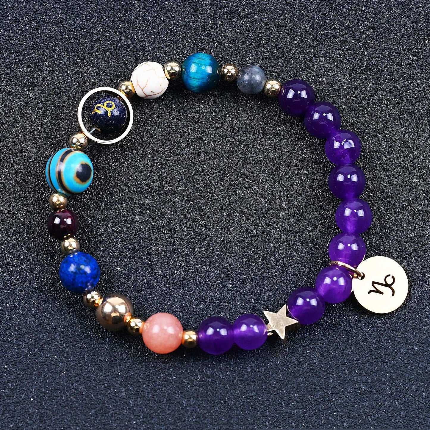 Twelve Constellations Bracelets Amethyst Blue San Constellation Lettering - My Store