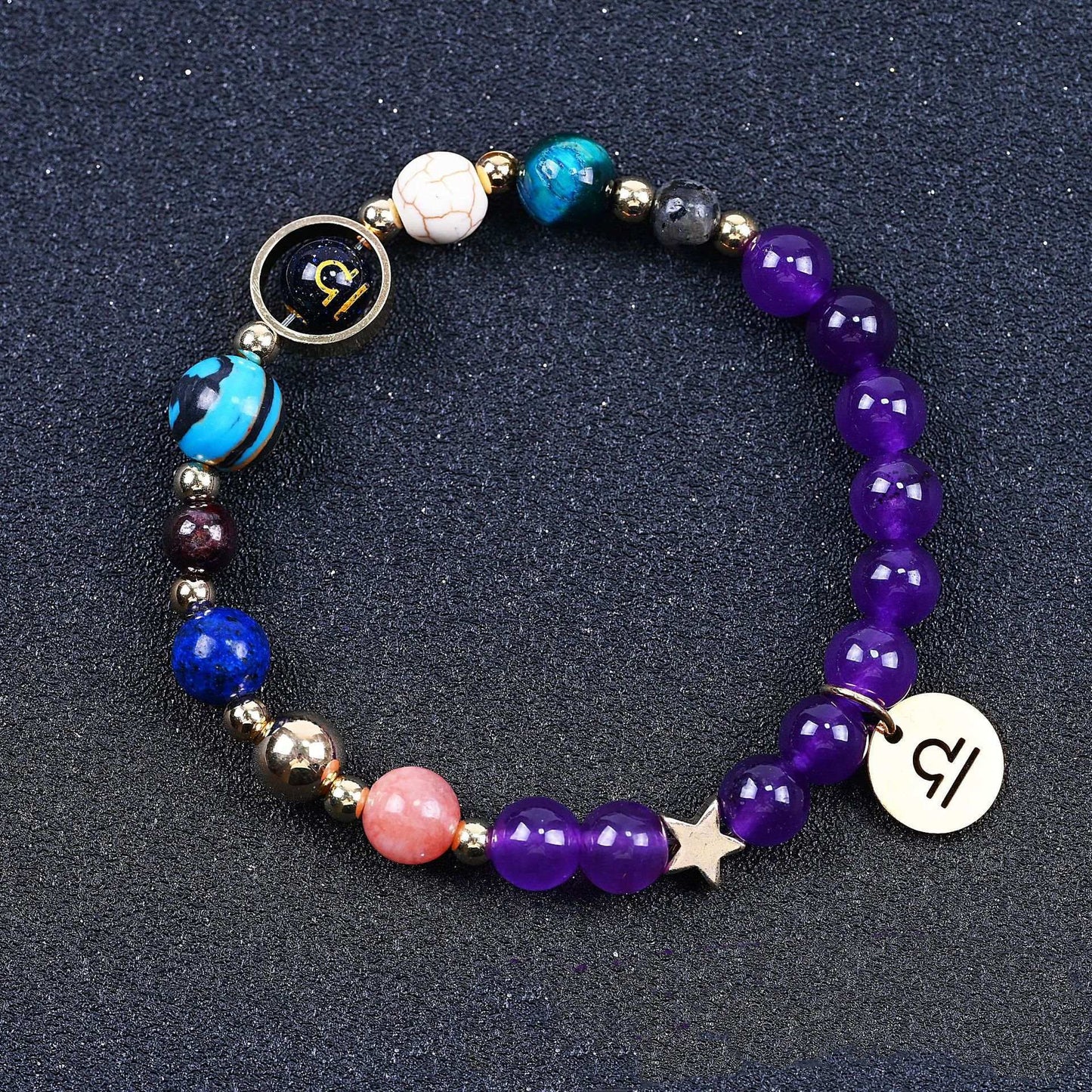 Twelve Constellations Bracelets Amethyst Blue San Constellation Lettering - My Store