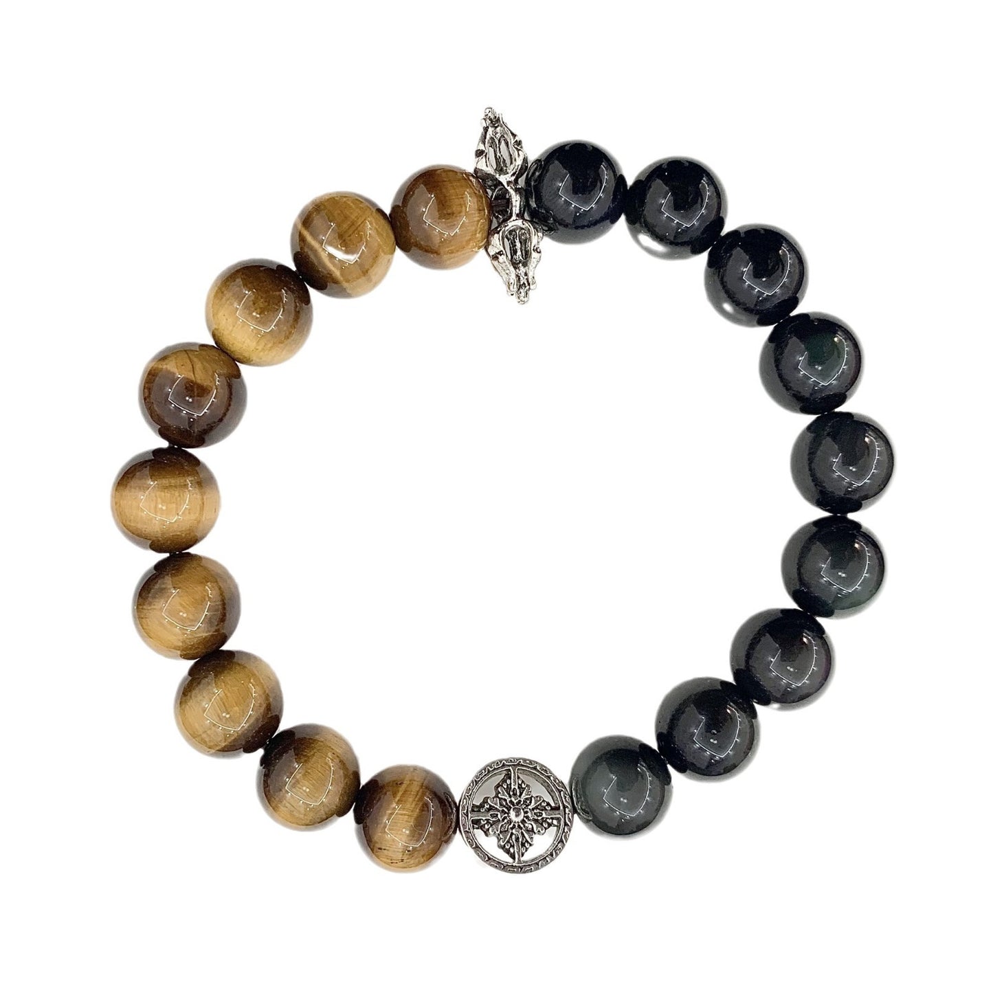 Golden Tiger Eye Silver Crystal Bracelet - Natural Gemstone