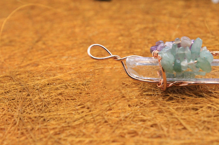 Raw White Crystal Pendant - Natural Clear Quartz Stone