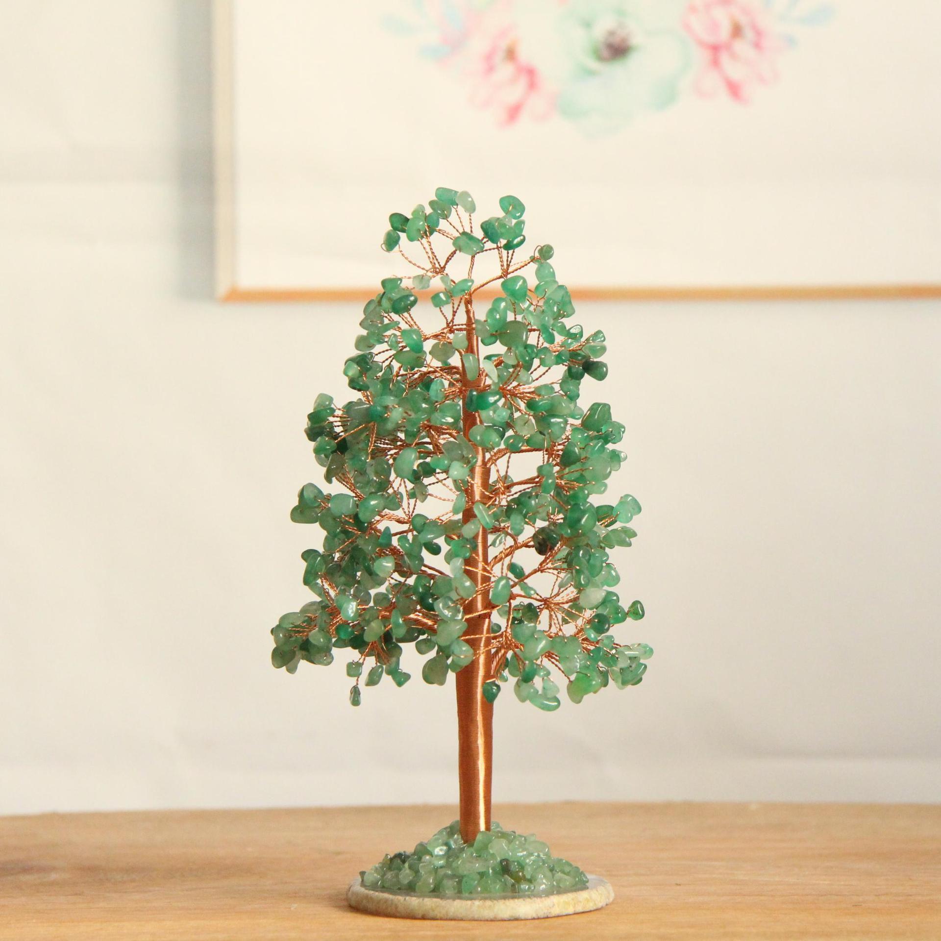 Natural Crystal Fortune Tree Pachira Macrocarpa Agate Slices Bottom Money Tree - My Store