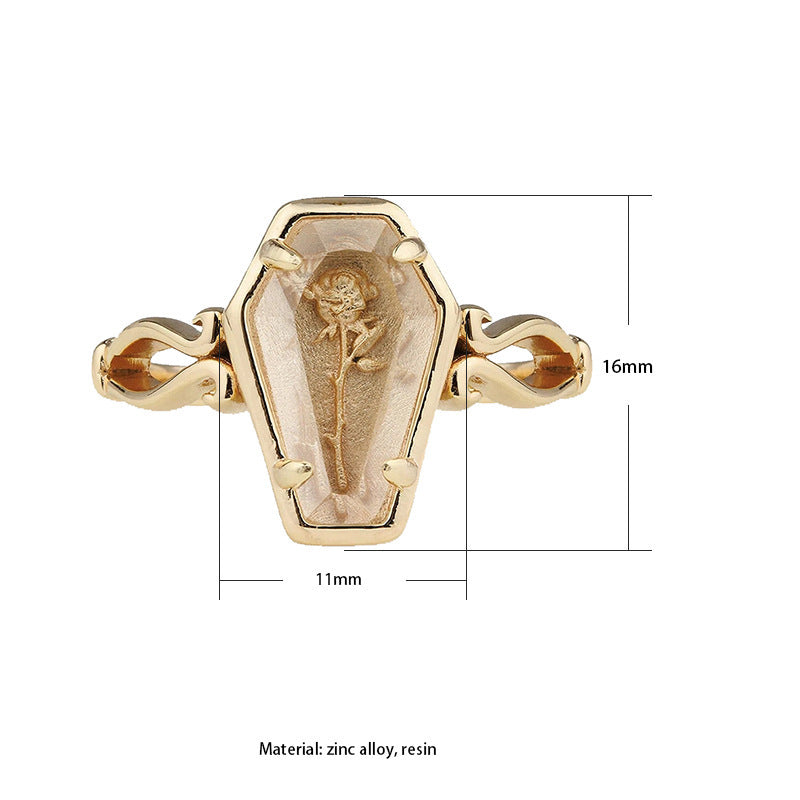 Halloween Gothic Rose Coffin Ring - My Store