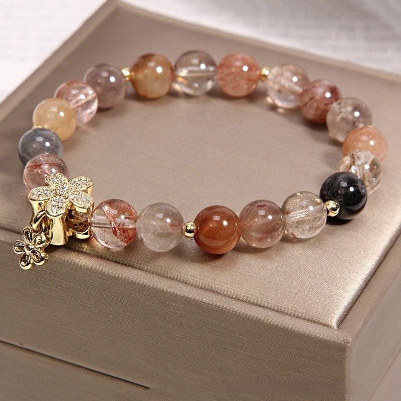 Golden Rutilated Quartz Bracelet - Premium Natural Crystal 60g