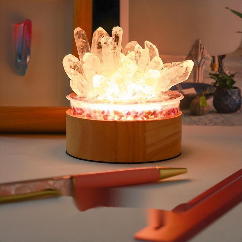 White Crystal LED Night Light - Natural Stone Lamp